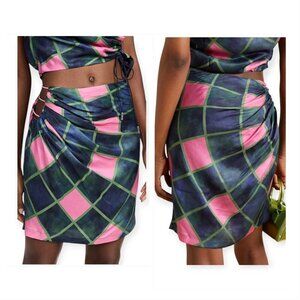 Ahluwalia  Cutout Draped Printed Mini‎ Skirt, UK12/US 8, New with tag